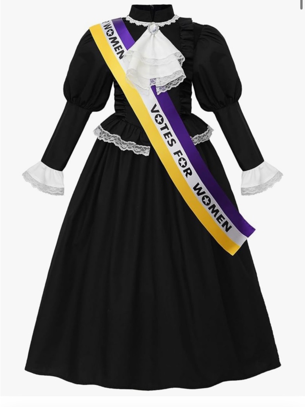 Victorian Costume Susan B Anthony Dress Girls 12-13 (160) ReliBeauty Black